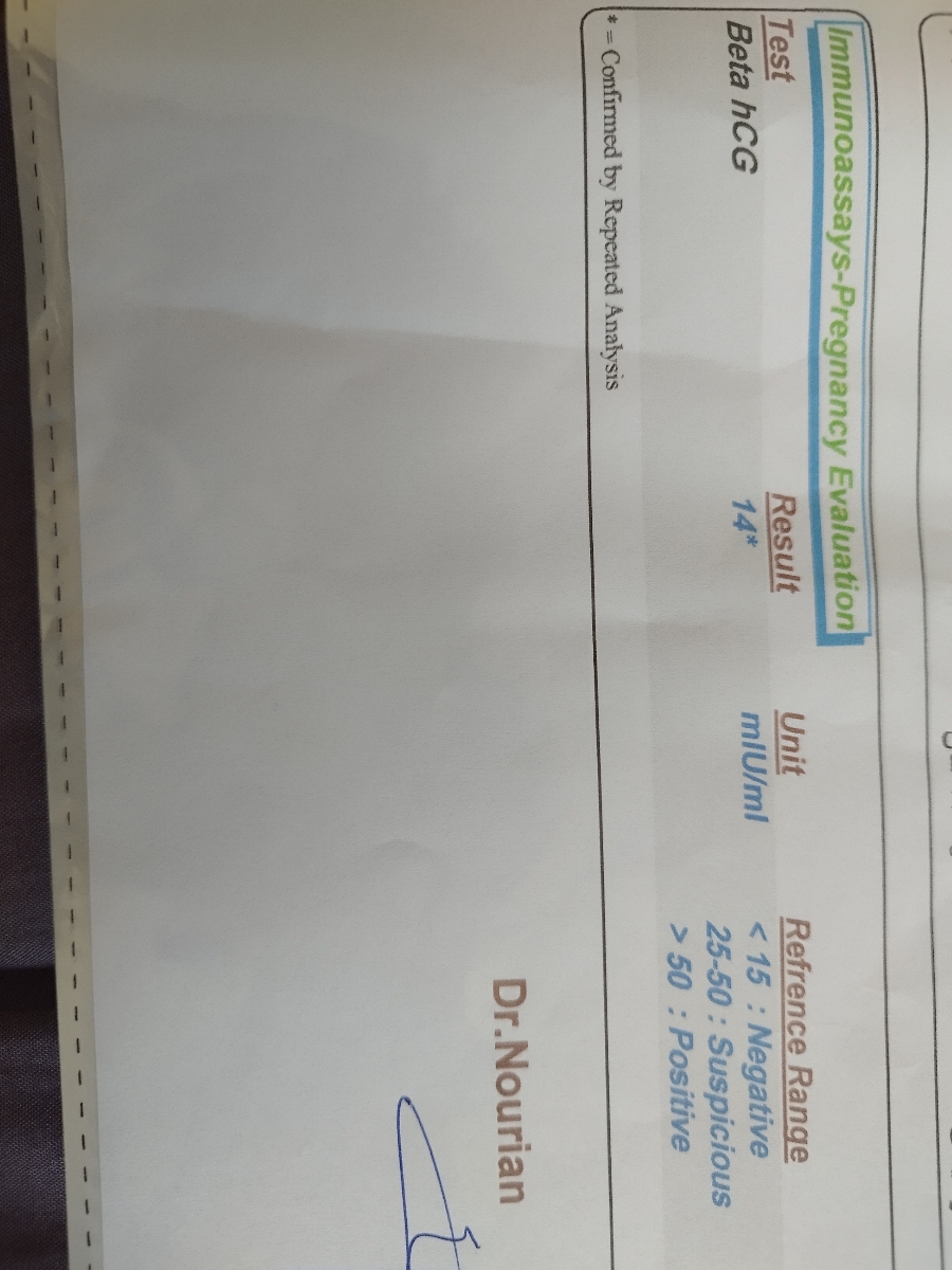 من امروز بی بی چک زدم در عرض چند دقیقه دو تا خط شد رفتم آزمایش دادم بتا14بود سو