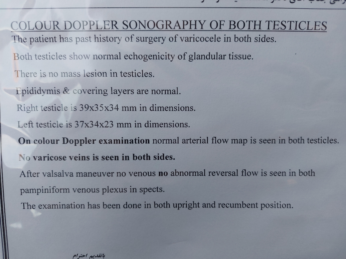 تفسیر آزمایش اسپرم و سونوی رنگی همسرم