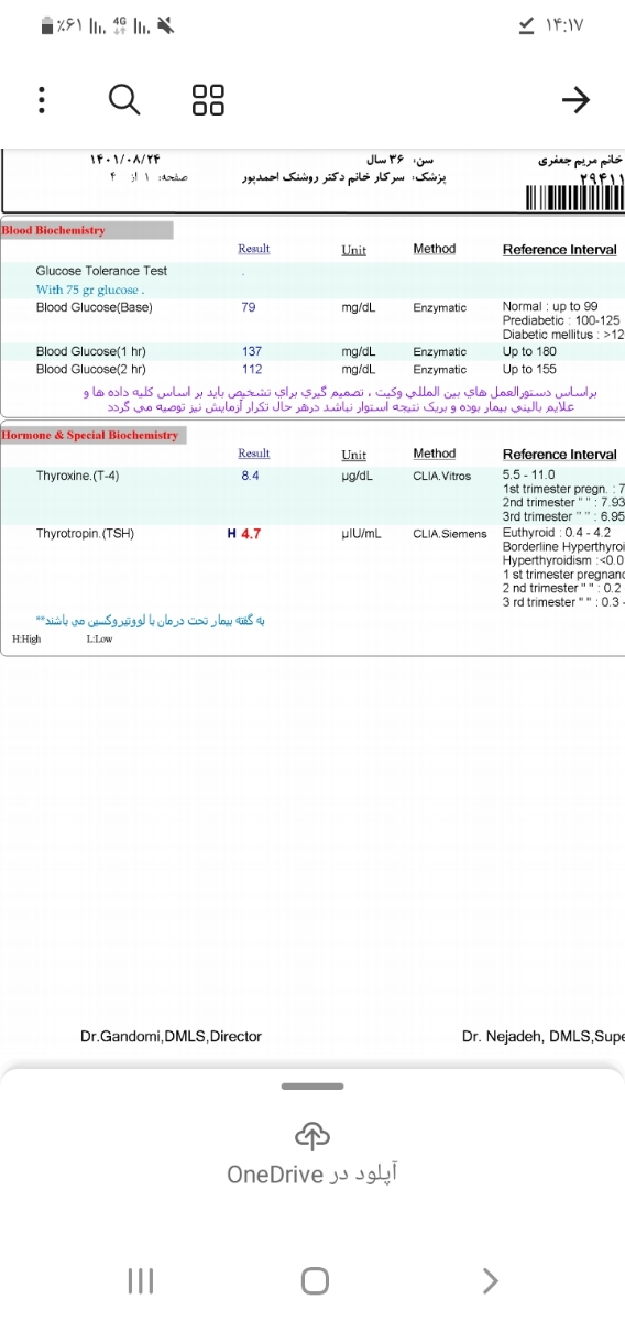 تفسیر آزمایش گلوکز
