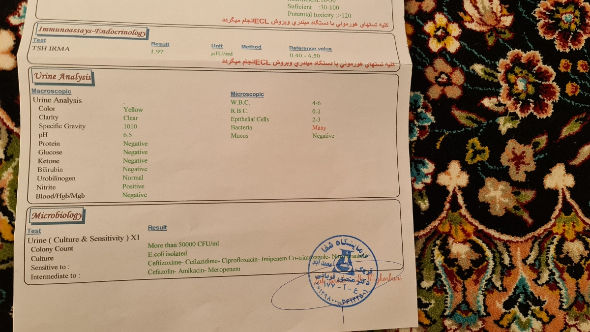 مصرف قرص نیتروفورانتوئین ، حالت تهوع و سردرد شدید