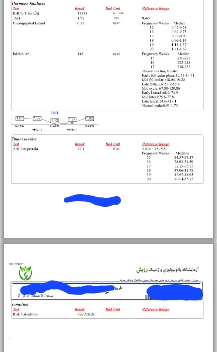 جواب ازمایشات غربالگری دوم