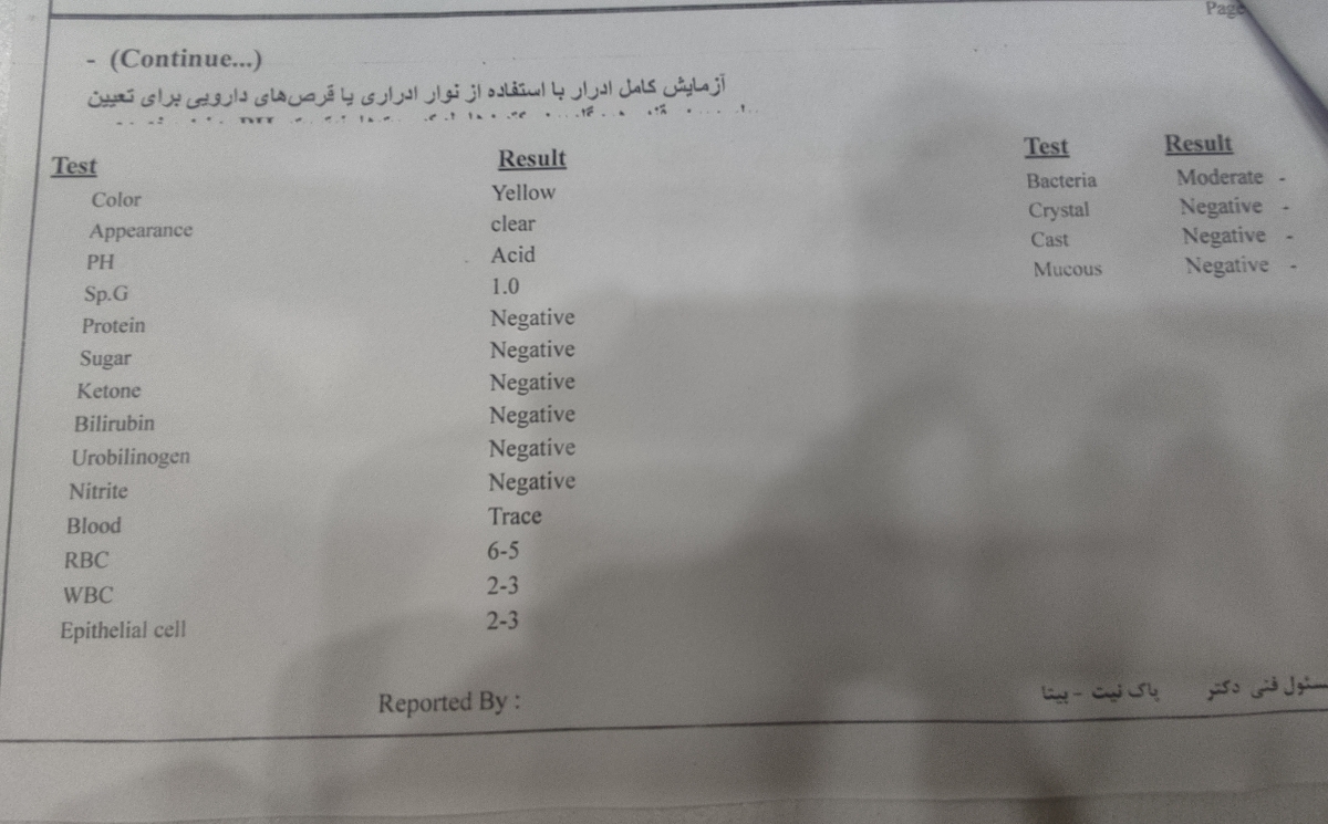 تفسیر آزمایش ادرار و خون