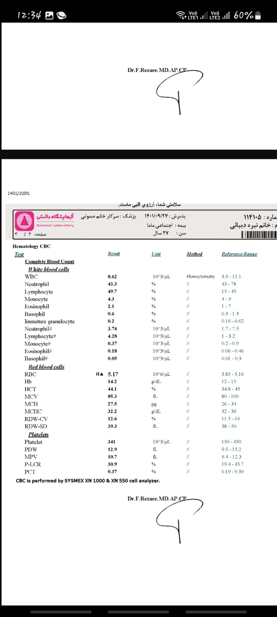 جواب ازمایش منو میگید برام