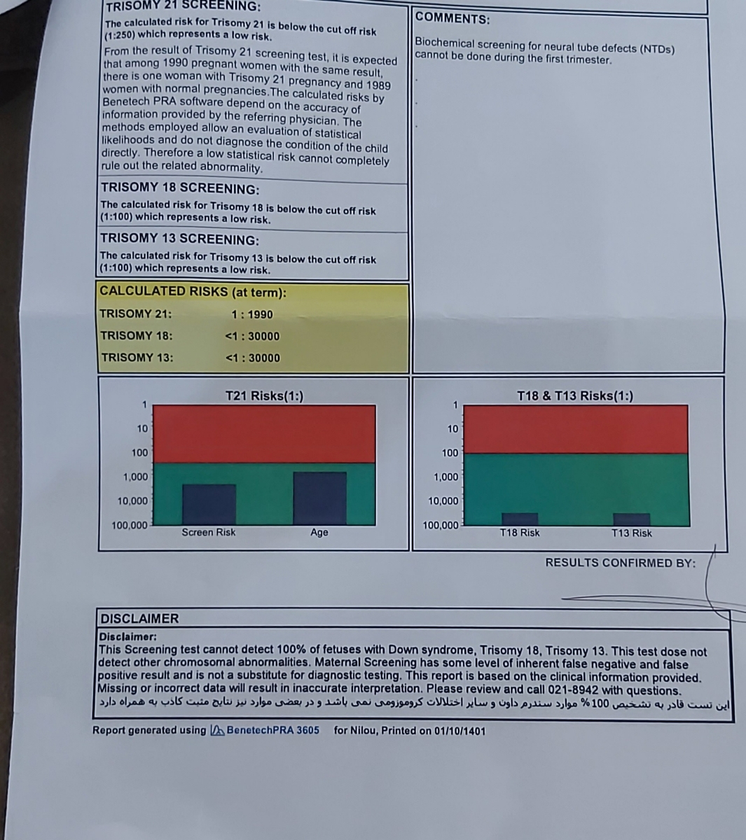 ریسک یا عدم ریسک در آزمایش ان تی ریسک یا عدم ریسک در آزمایش ان تی