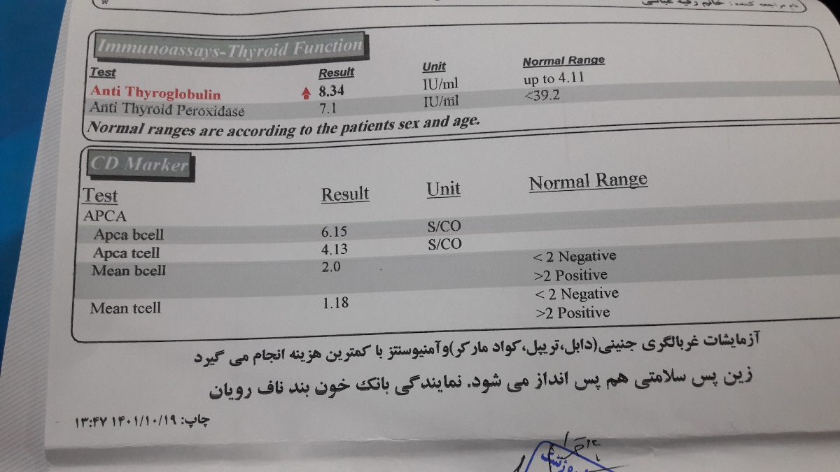 تفسیر ازمایش تیرویید