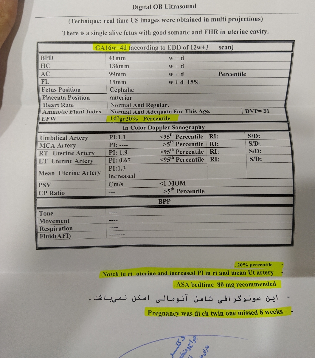 تفسیر سونوگرافی انومالی و داپلر