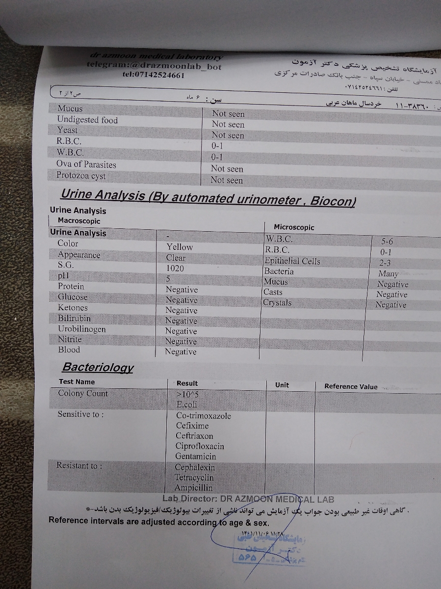 آزمایش خون و ادرار نوزاد