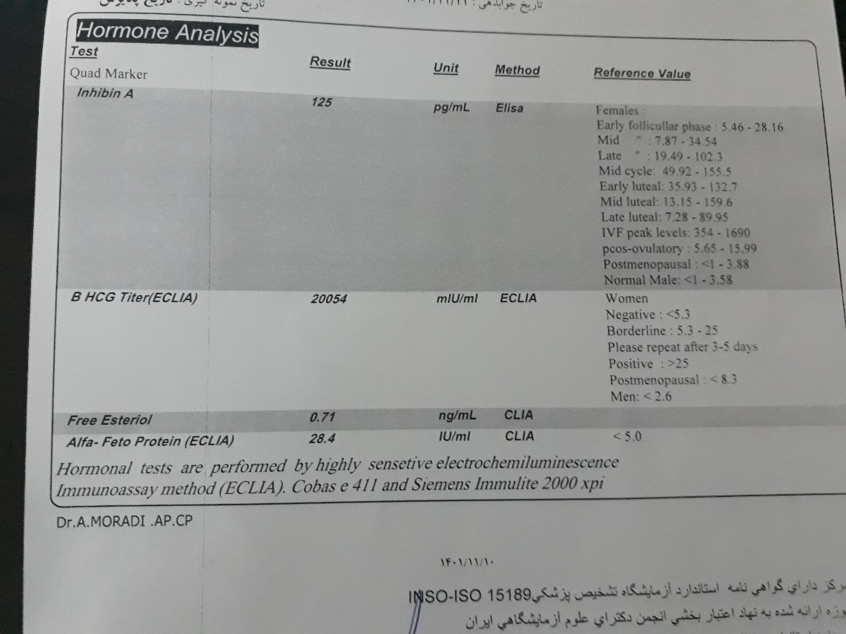 تفسیر ازمایش غربالگری دوم