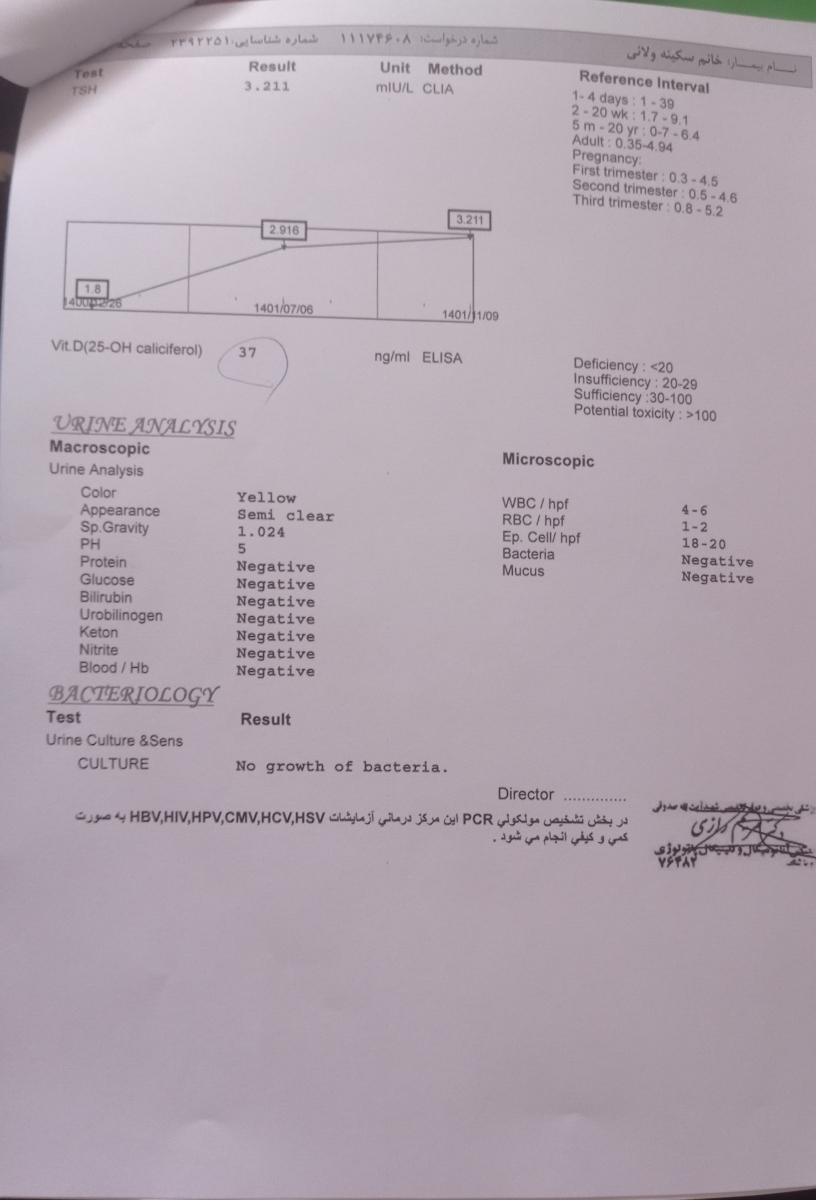 سلام میگم من قبل از ازمایش چکاپ هفت ماهگیم ی ازمایش دادم تیر وئیدم کم کار