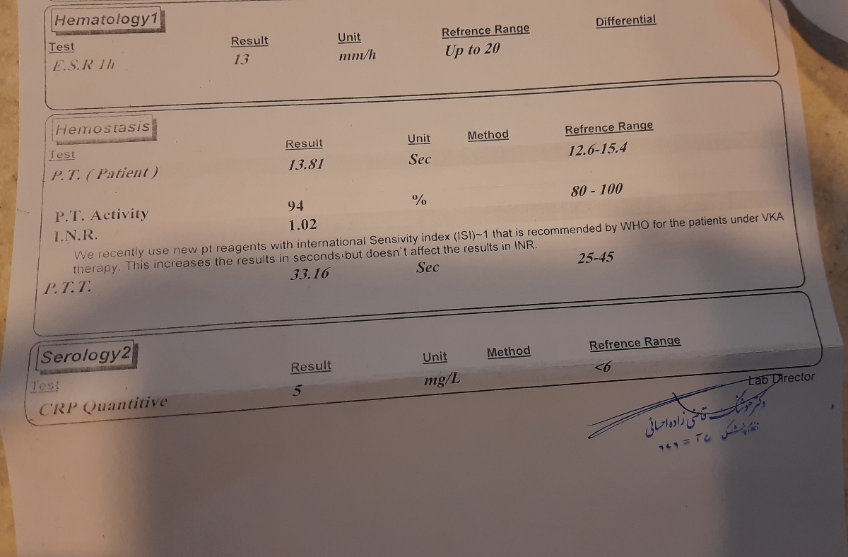 تفسیرآزمایش خون وکم خونی وپیش دیابت وپلاکت پایین