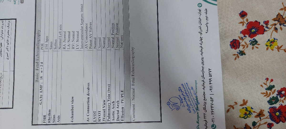 تفسیر سونوگرافی آنومالی و اکو قلب تفسیر سونوگرافی آنومالی و اکو قلب