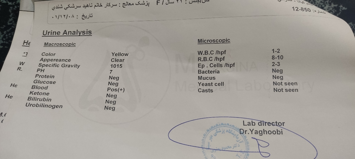 تفسیر آزمایش خون ادرار