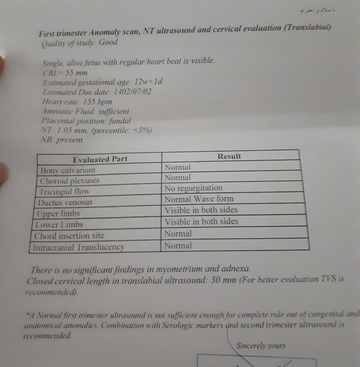 سونوگرافی nt در بارداری