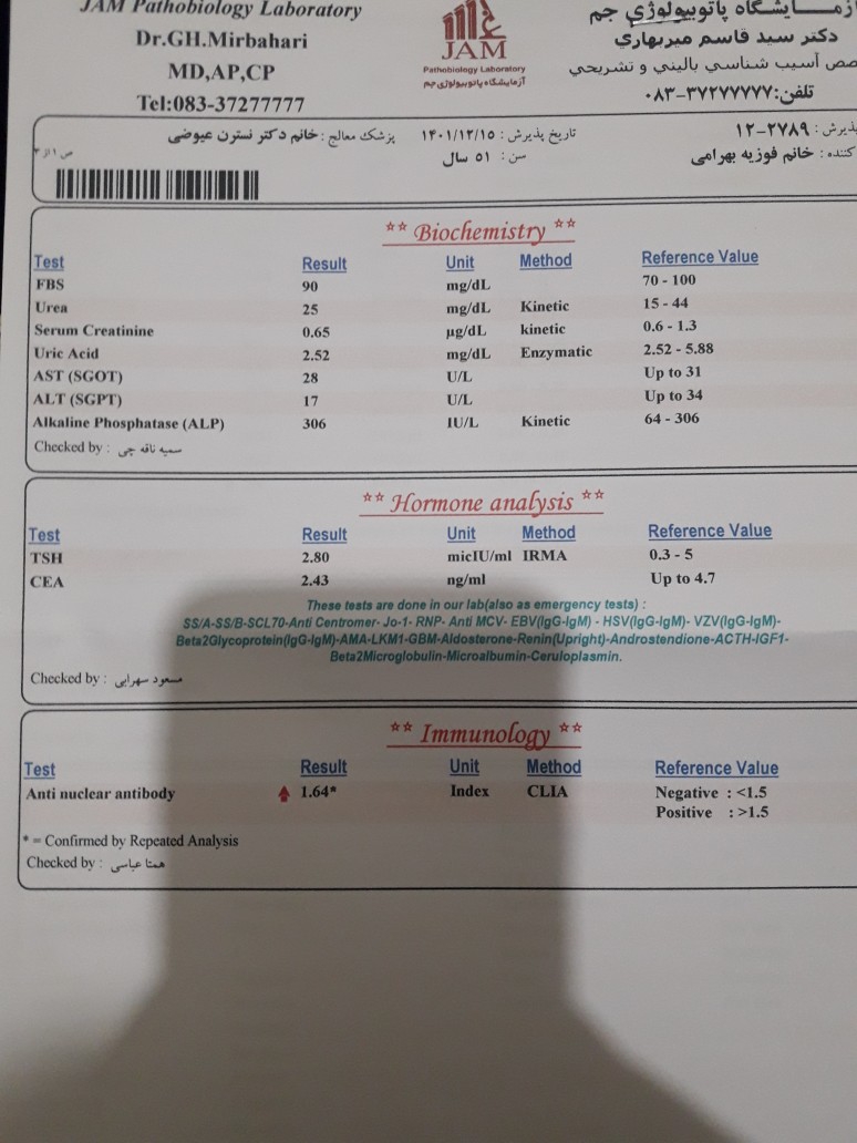 ❌تفسیر آزمایش و چکاب کامل ❌ ❌تفسیر آزمایش و چکاب کامل ❌
