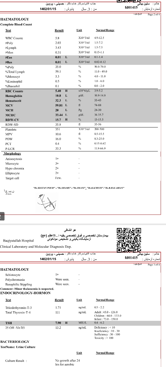 سلام خانوم دکتر عزیز میشه ازمایشو تفسیر کنید