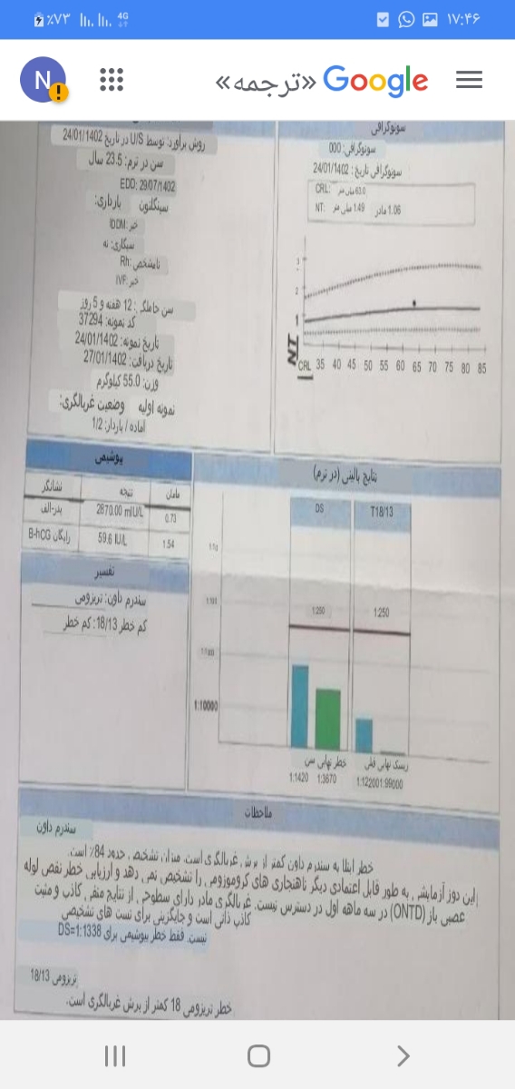 جواب آزمایش غربالگری مرحله اول
