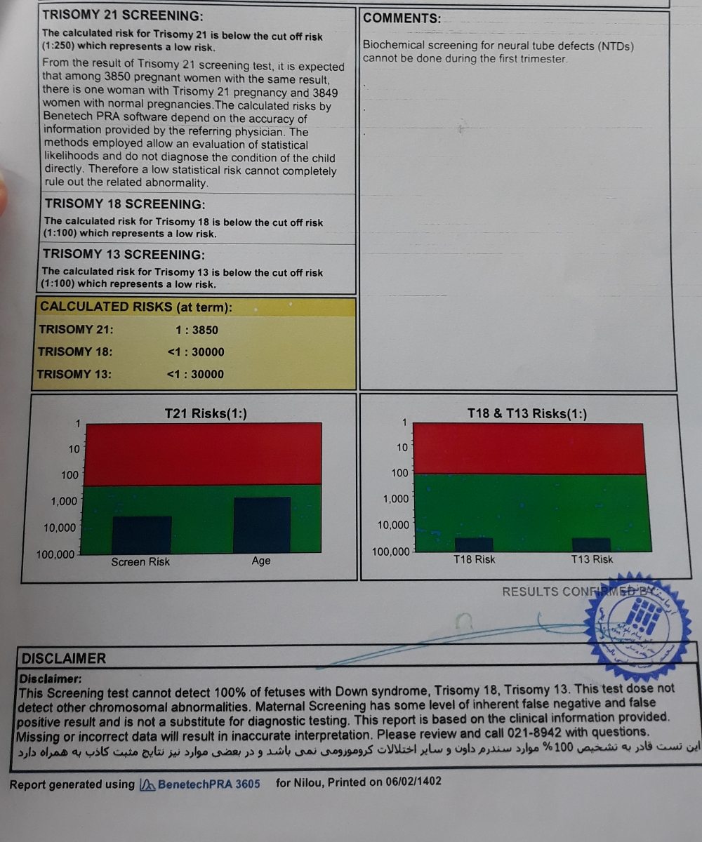 تفسیر جواب آزمایش غربالگری اول تفسیر جواب آزمایش غربالگری اول