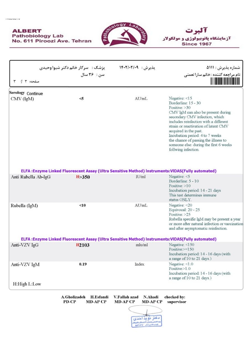 تفسیر آزمایش آنتی بادی آبله مرغون تفسیر آزمایش آنتی بادی آبله مرغون