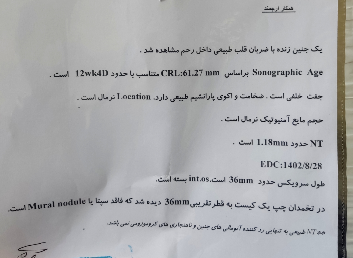تفسیر سونوی Nt و تعیین جنسیت احتمالی تفسیر سونوی Nt و تعیین جنسیت احتمالی