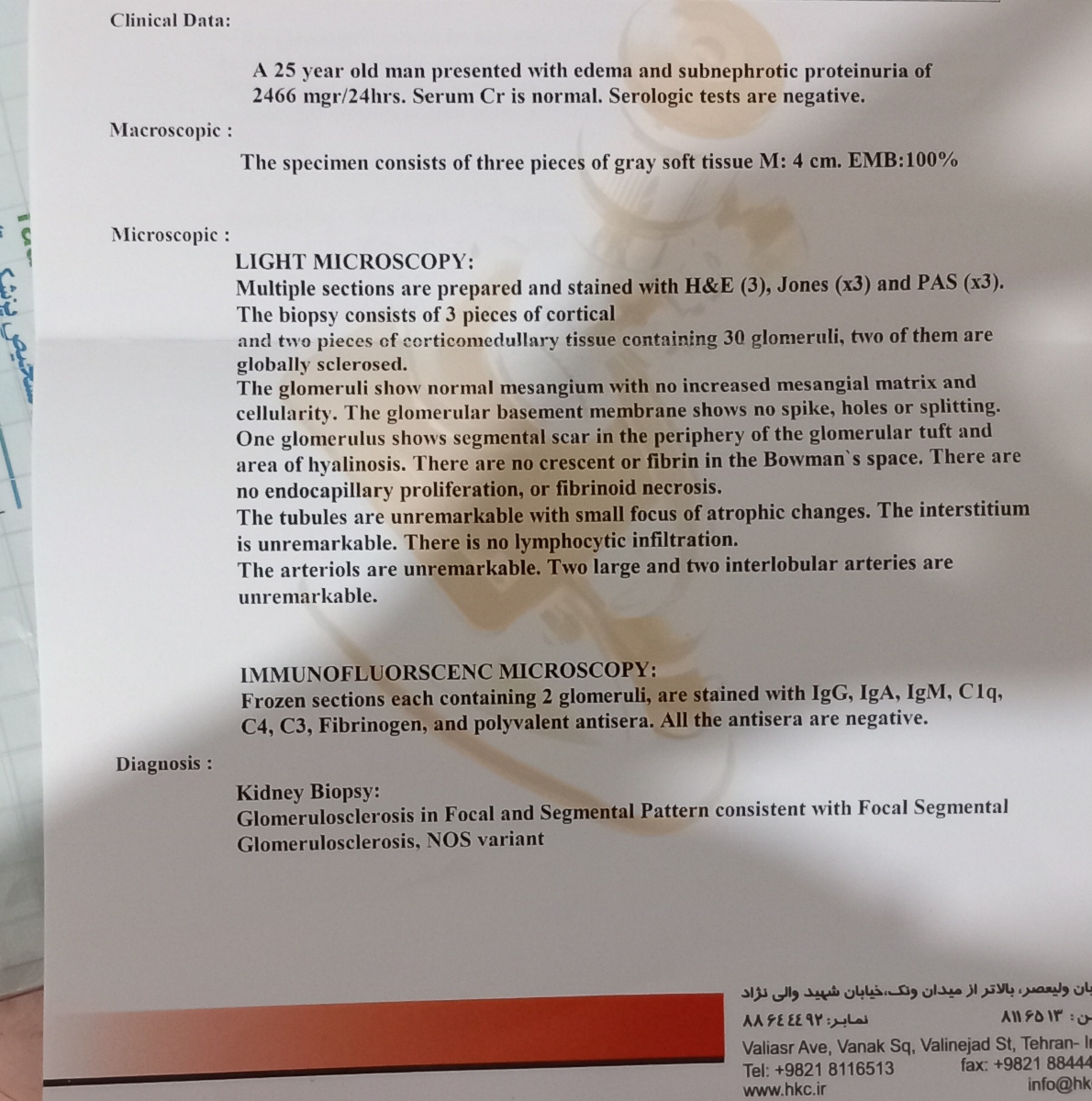 تفسیر جواب نمونه برداری کلیه تفسیر جواب نمونه برداری کلیه