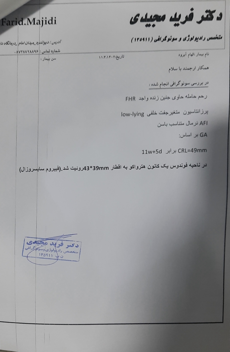 تفسیر سونوگرافی ۳ماهگی بارداری تفسیر سونوگرافی ۳ماهگی بارداری