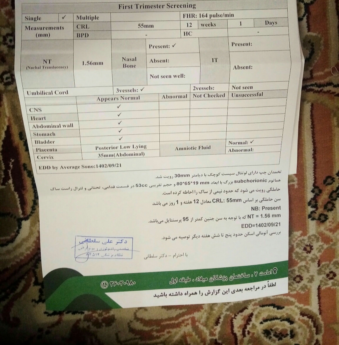 تفسیر سونوگرافی ان تی