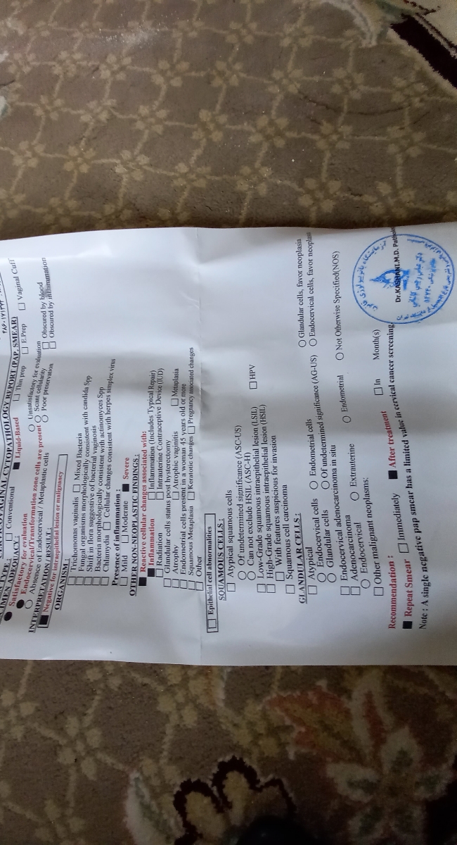 سلام خسته نباشین ازمایش پاپ اسمیر دادم برام بگین چیکار کنم سلام خسته نباشین ازمایش پاپ اسمیر دادم برام بگین چیکار کنم