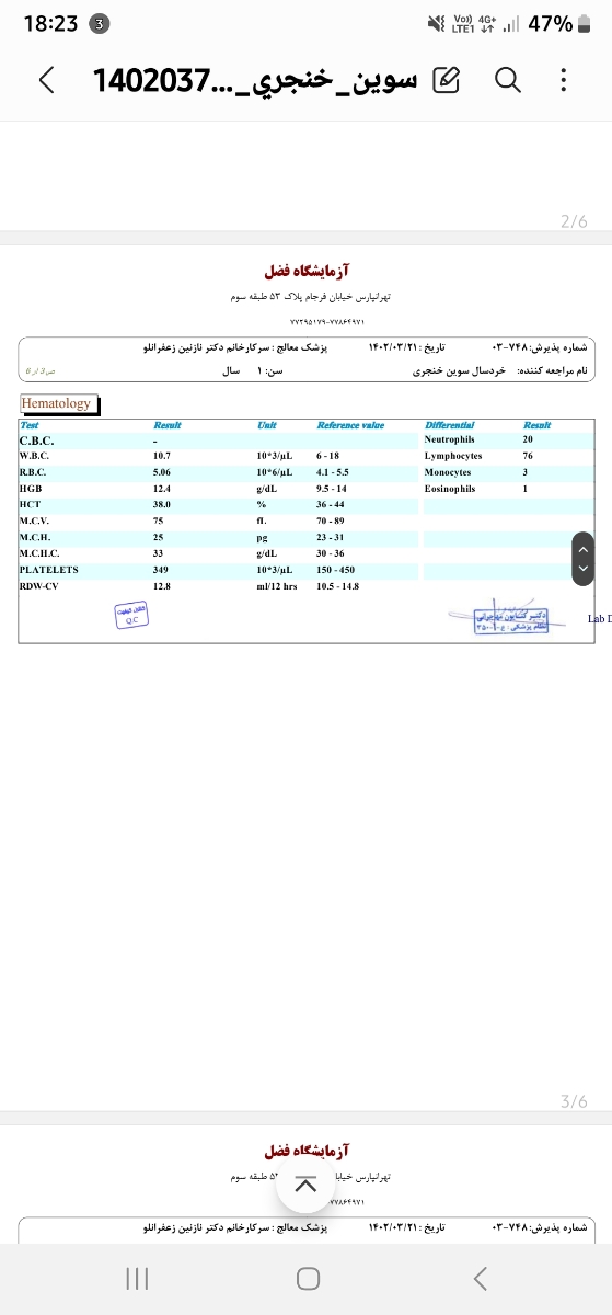 تفسیر جواب آزمایش ۱سالگی تفسیر جواب آزمایش ۱سالگی