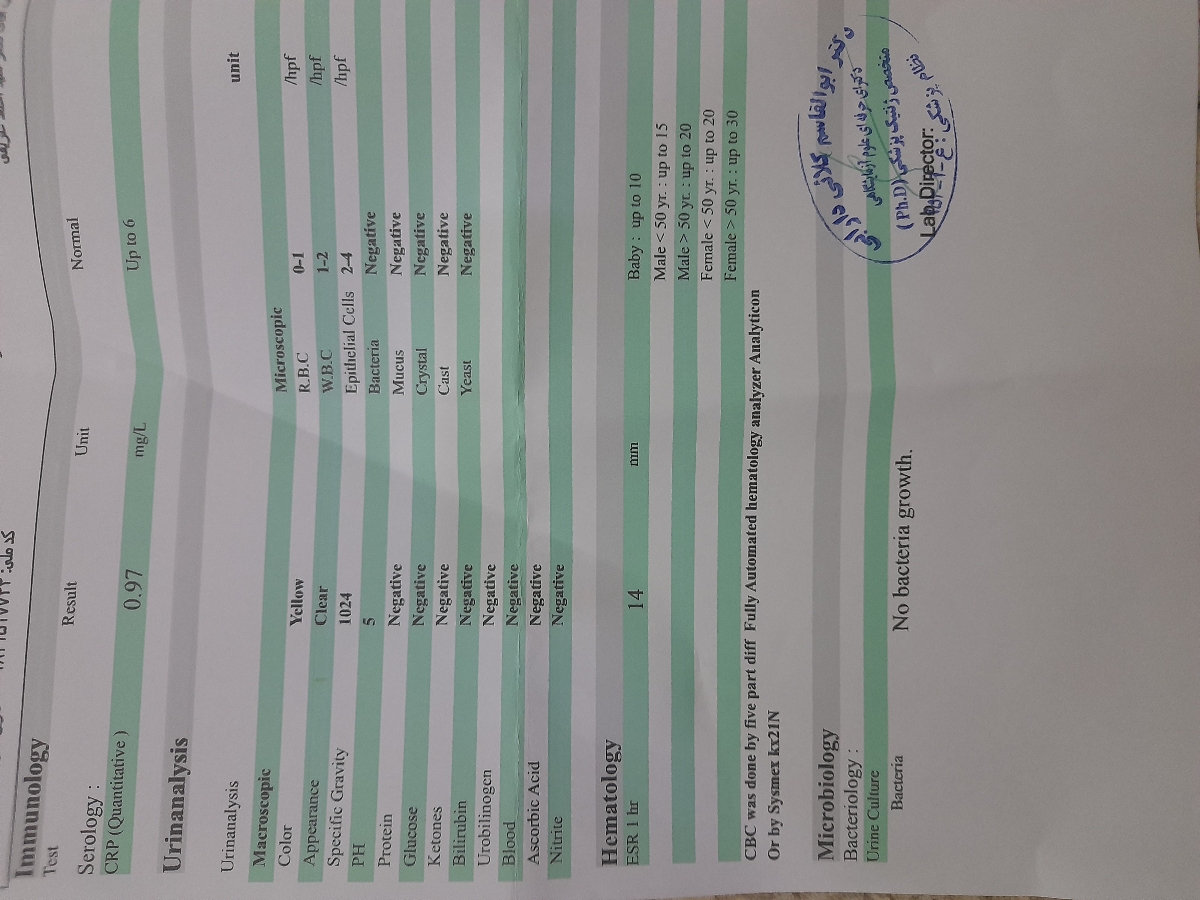 تفسیر ازمایش . . تفسیر ازمایش . .