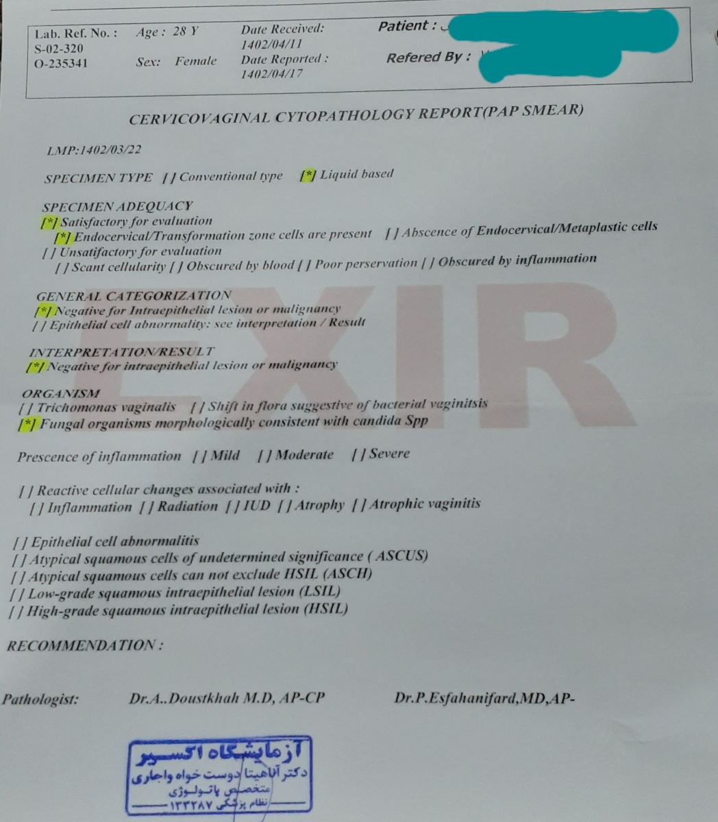 تفسیر آزمایش hpvوپاپ اسمیر تفسیر آزمایش hpvوپاپ اسمیر