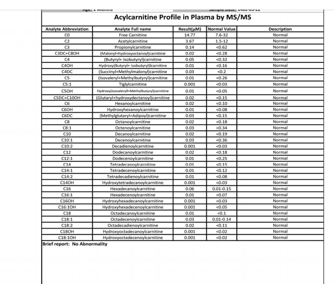 تفسیر جواب آزمایش نوزاد تفسیر جواب آزمایش نوزاد