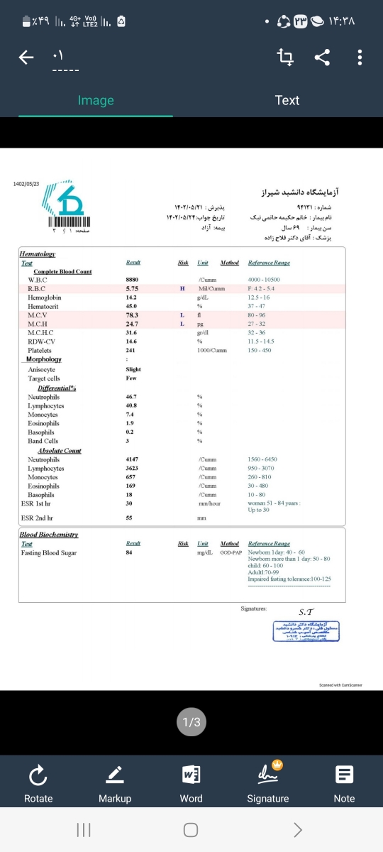 تفسیر جواب آزمایش