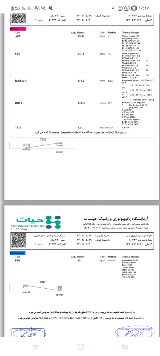 تفسیر ازمایش غربالگری دوم