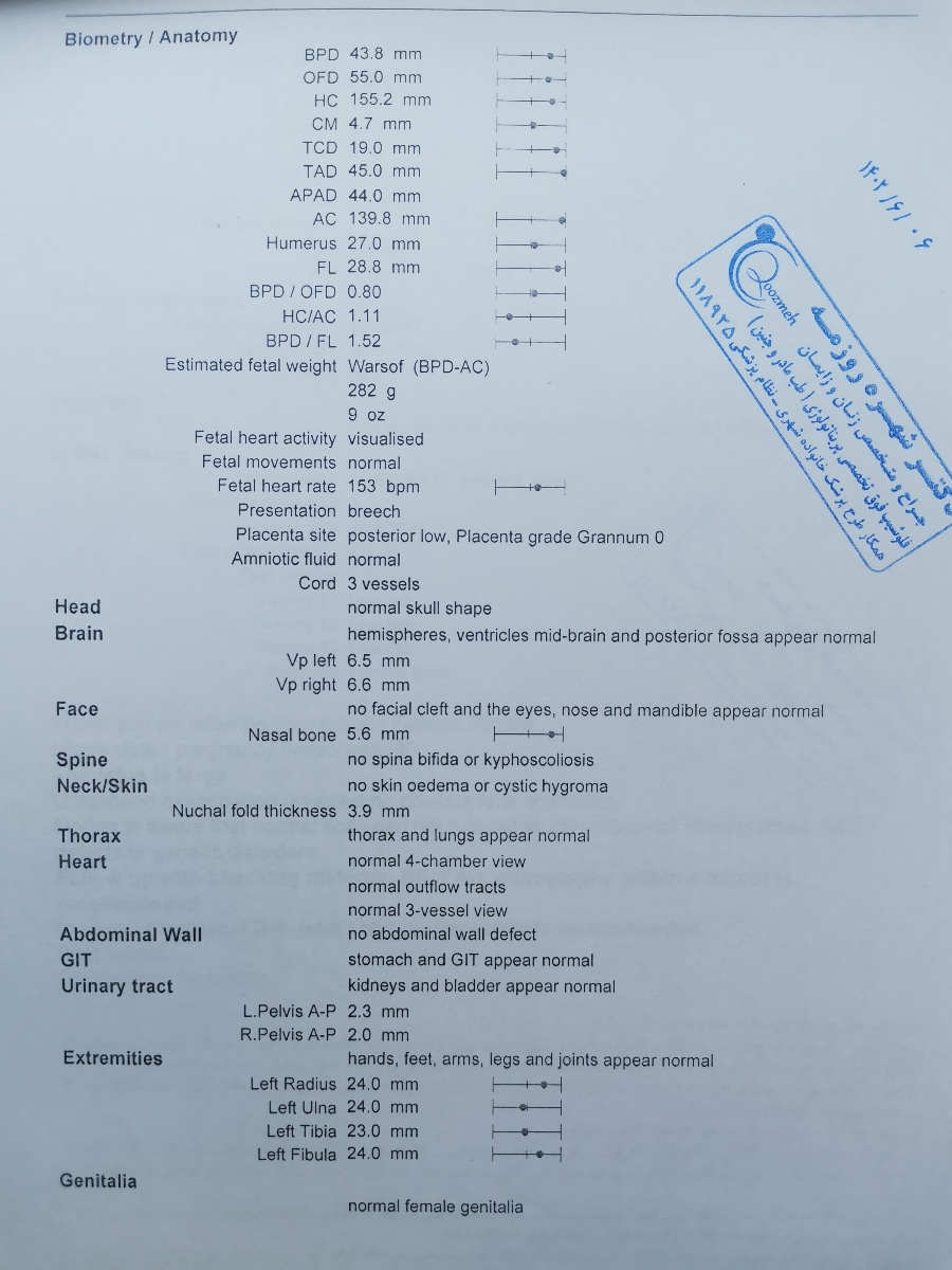 تفسیر جواب سونوگرافی آنومالی