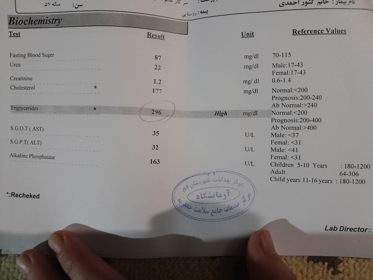 سلام خانم دکتر گل ممنونم میشم این آزمایش زو تفسیر کیند