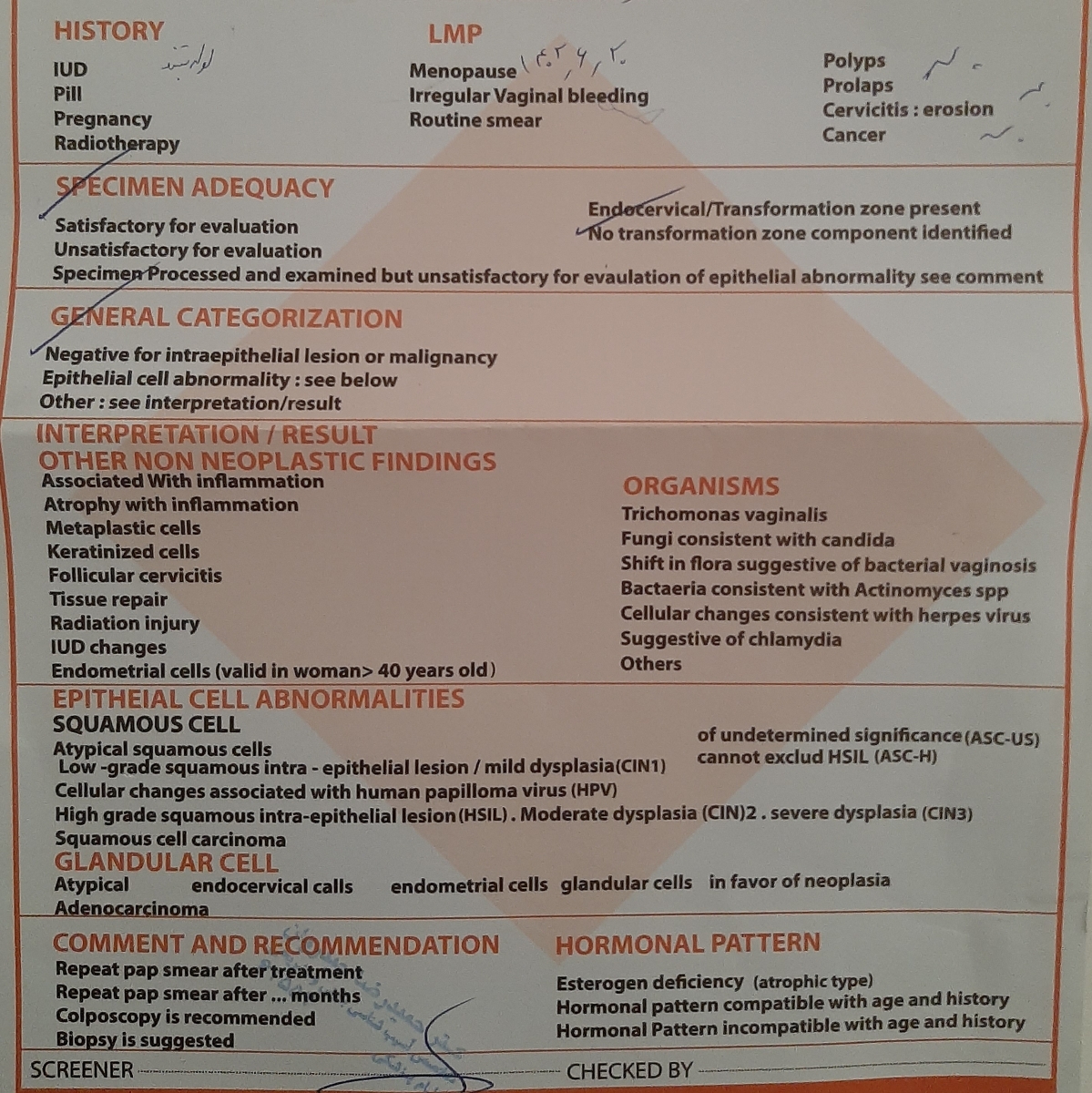 تفسیر تست پاپ اسمیر