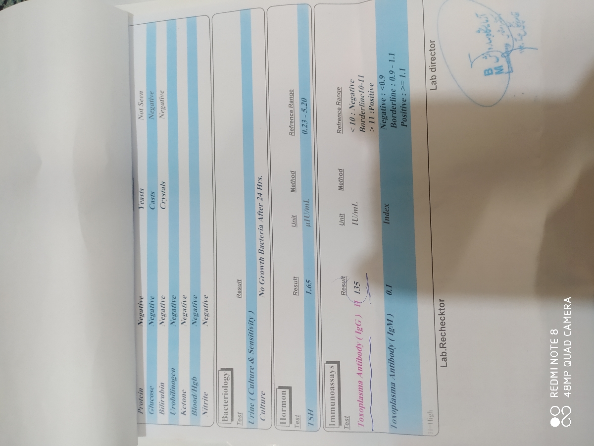 دکتر جان لطفا ازمایش رو تفسیر کتید