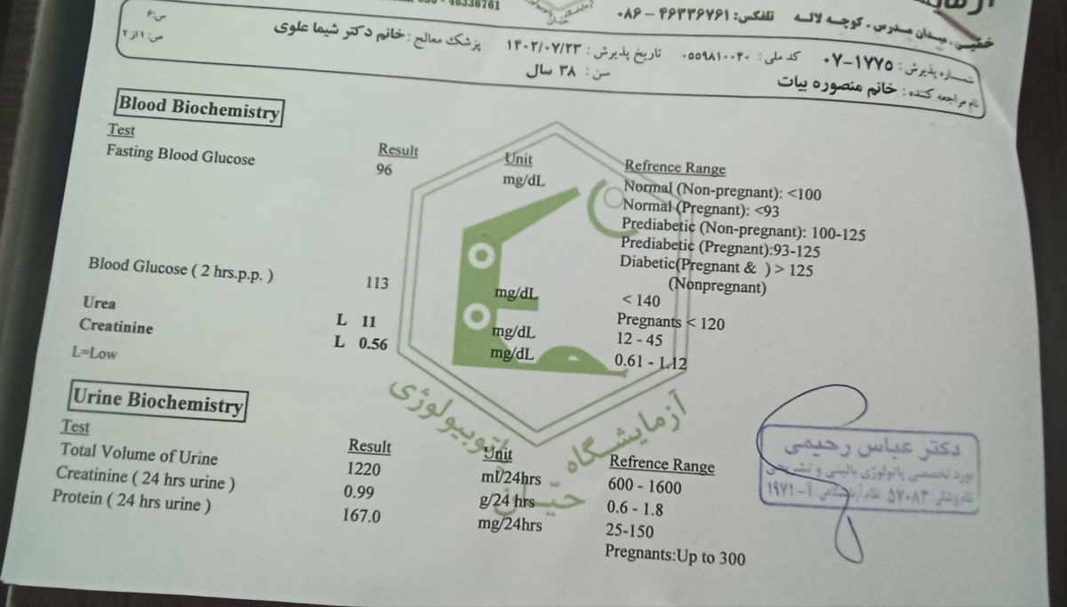 تفسیر ازمایش ادرار ۲۴ ساعته
