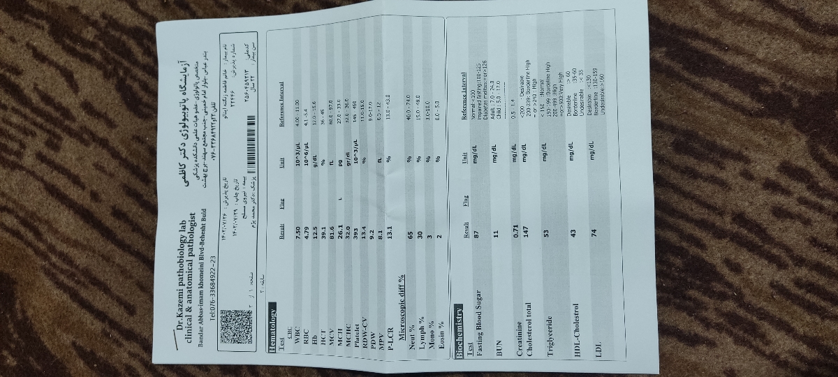 جواب آزمایش چکاب کامل