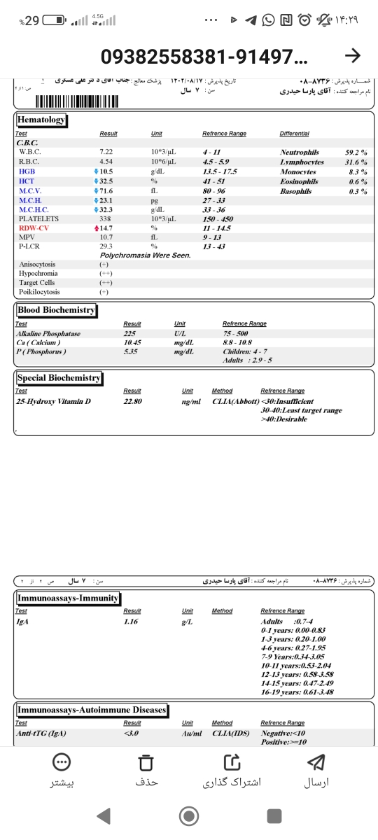 تفسیر جواب ازمایش پسرم