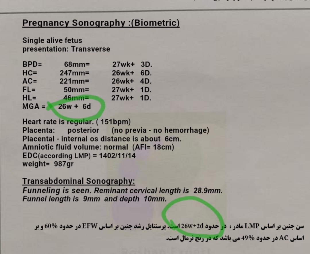 تعیین سن بارداری کدام درسته