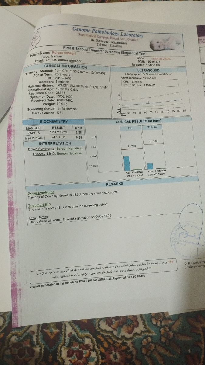 تفسیرجواب آزمایش غربالگری