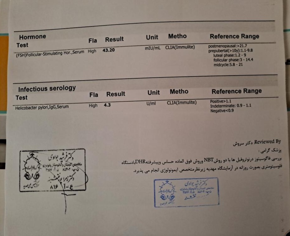 تفسیر جواب ازمایش خون