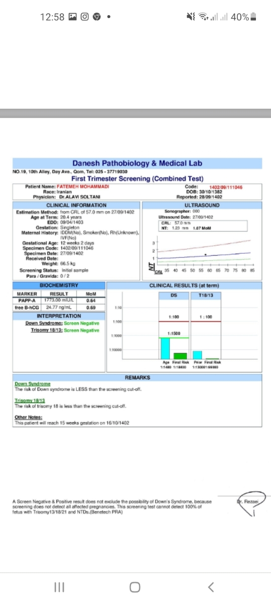 تفسیر جواب آزمایش و سونو nt