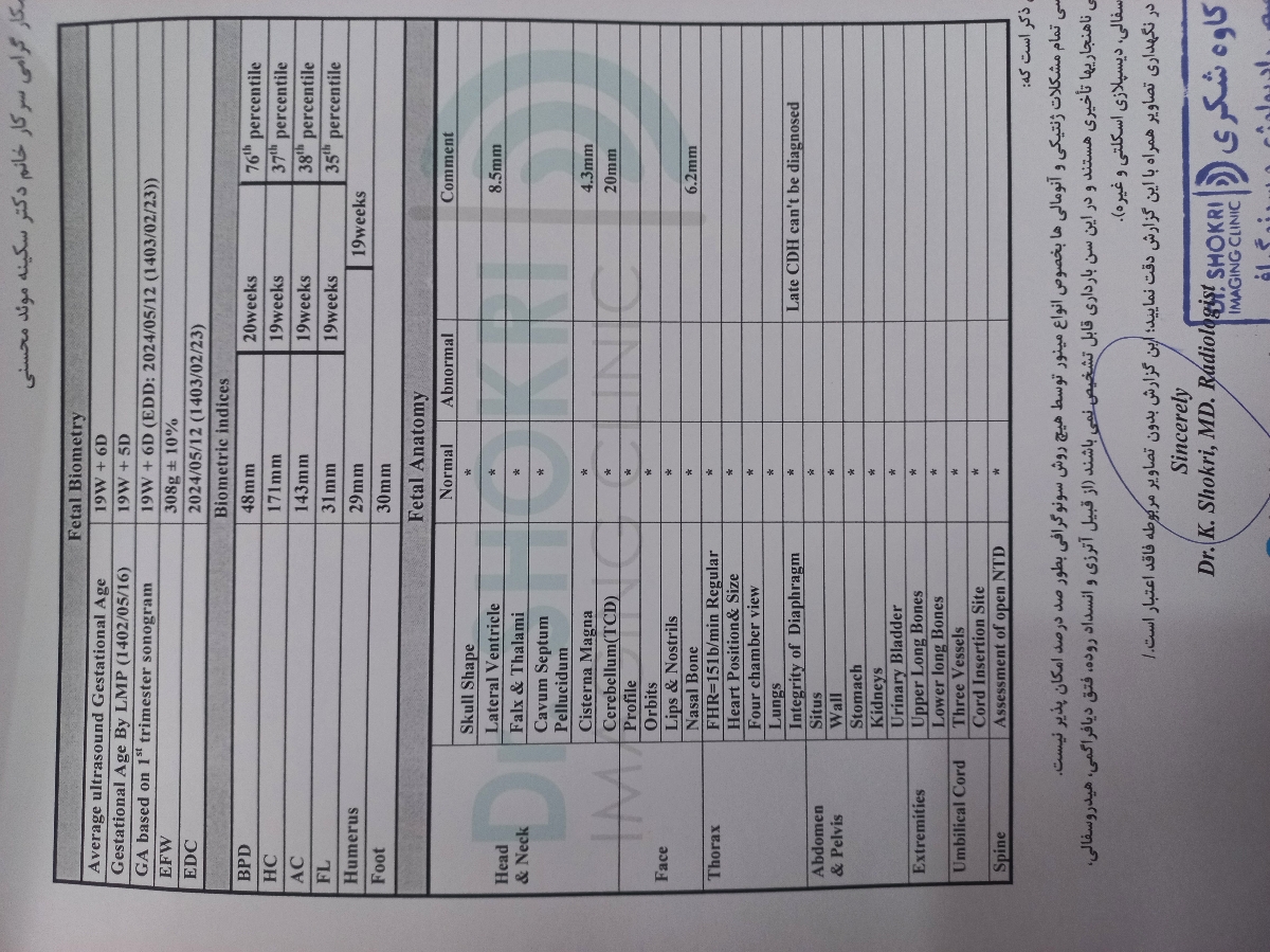 بررسی سونوگرافی آنومالی غربالگری دوم