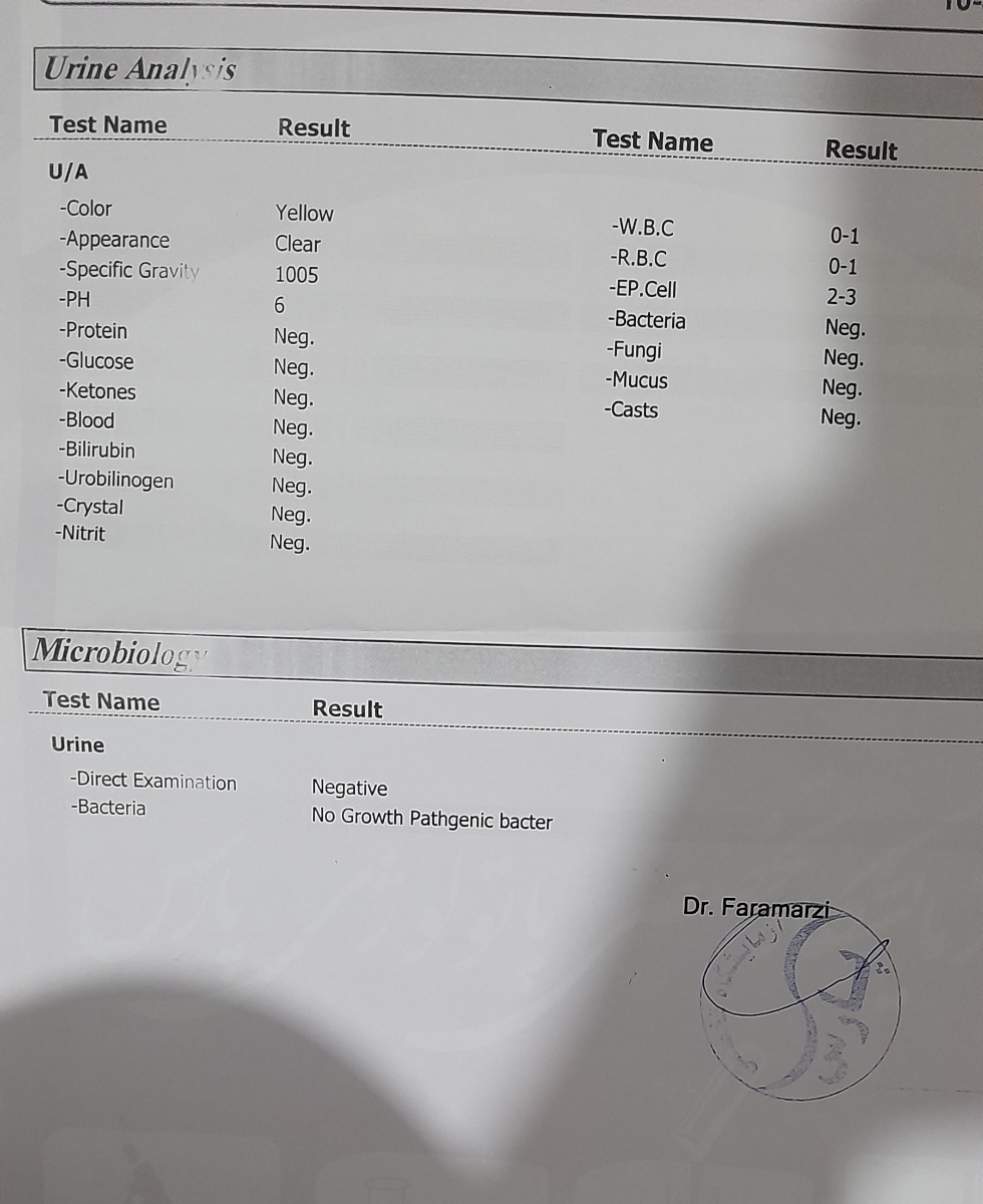 سلام خانم دکتر خسته نباشید اینم جواب ازمایشم 