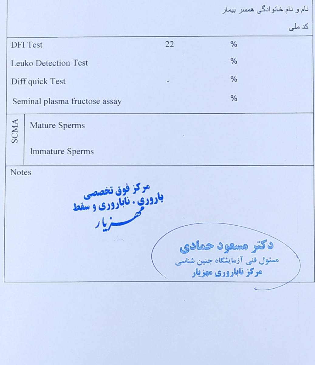 تفسیر آزمایش اسپرم همسرم