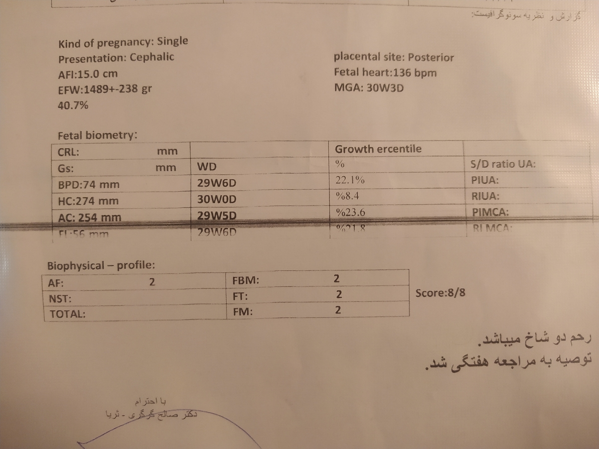 تفسیر سونو بیوفیزیکال ‌و‌بیومتری