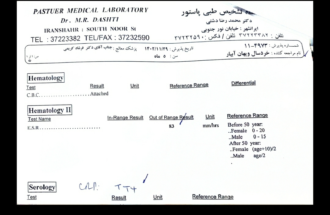 بررسی آزمایش ، دلیل تب داشتن بر اساس آزمایش