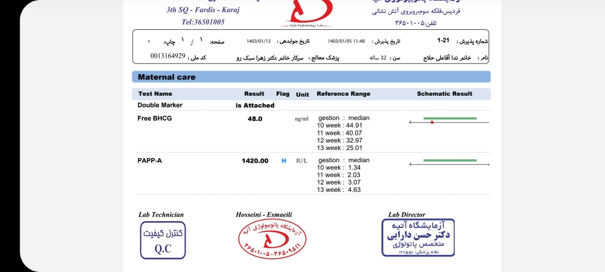 تفسیر ازمایش غربالگری اول